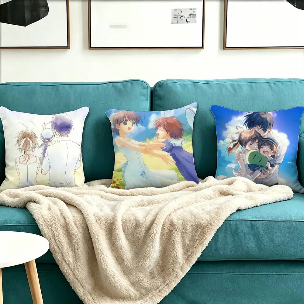 C-Clannad After Story Pillow Case Square Double-Sided Sofa Cushion Cover Bedroom Bedside Pillow