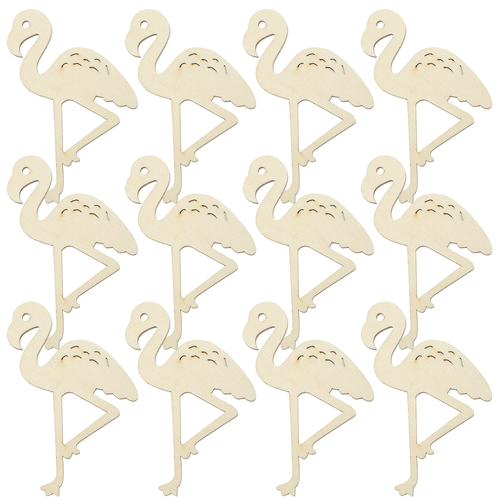 

12pcs Wooden Crafts Unfinished Flamingo Cutouts Smooth Surface DIY Projects Sewing Accessories Party Decorations
