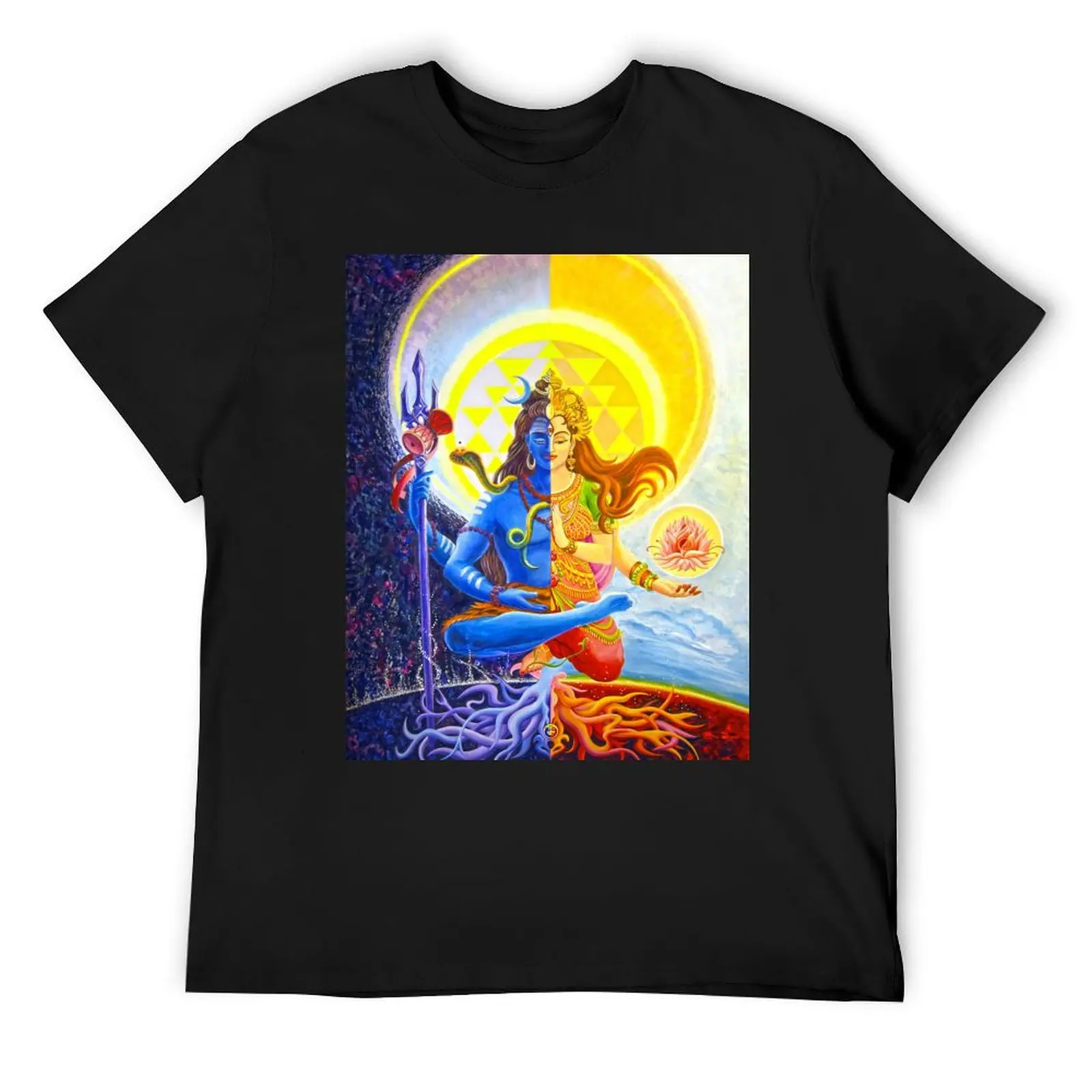 Ardhanarishvara Shiva Shakti God Goddess Halfman HalfWoman T-Shirt quick drying blue archive fitted t shirts for men