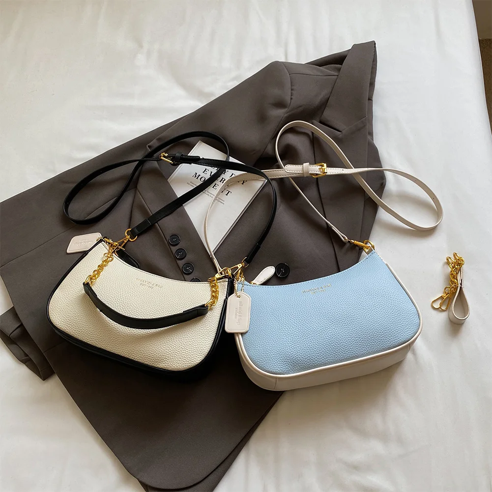 حقيبة كتف للنساء من جلد البولي يوريثان، حقيبة كروس بسحاب للإغلاق تحت الإبط، حقيبة يد بحزام قابل للتعديل للسفر في العمل #3