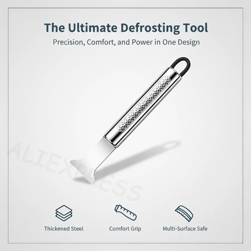 [M] Stainless Steel Ice Scraper Fast Defrosting Scratch Proof For Car Windshield Home Refrigerator Ice Removal