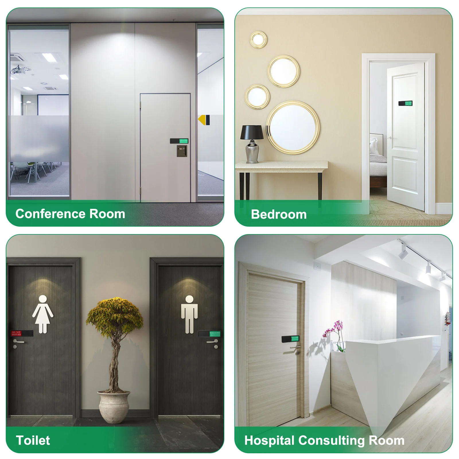 Panneaux de porte pour bureau, maison, hôtel, panneau de confidentialité coulissant, ne pas déranger la pièce, indicateur d'occupation, panneau de toilettes, 2 pièces