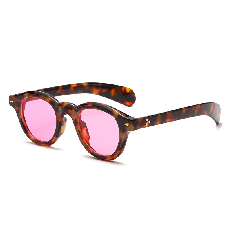 Fashion Oval Leopard Print Sun Glasses Vintage Rice Nail Glasses INS Men Women Concave Style Versatile Sunglasses