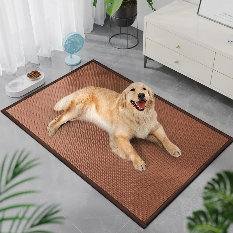 Anti-slip Pet Ice Mat, Summer Dog Nest, Sleeping Cool Rug, Dog Cat Grass Carpet, Weaving Mat, Anti-Dirty Feeling