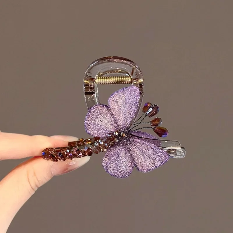 

Elegant Vintage Embroidery Butterfly Hair Clip Women Korean Fashion Half Updo Claw Clip