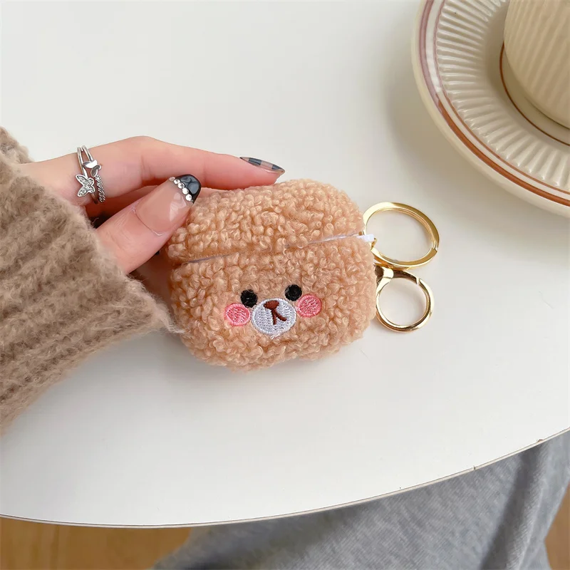 For Apple Airpods 1 2 Pro Cute Cartoon Plush Silicone Headphone Box Fluffy Bear Earphone Case For Airpods 3 Fur Protective Cover