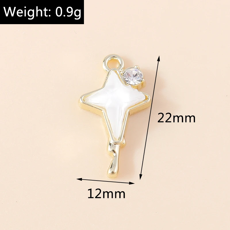 Leslie 4 Stück wunderschöne Gold-Silber-Farbe Kristall Polaris Charm für Schmuckherstellung Stern Mond Anhänger Halskette Armband Ohrring DIY – Detail 6