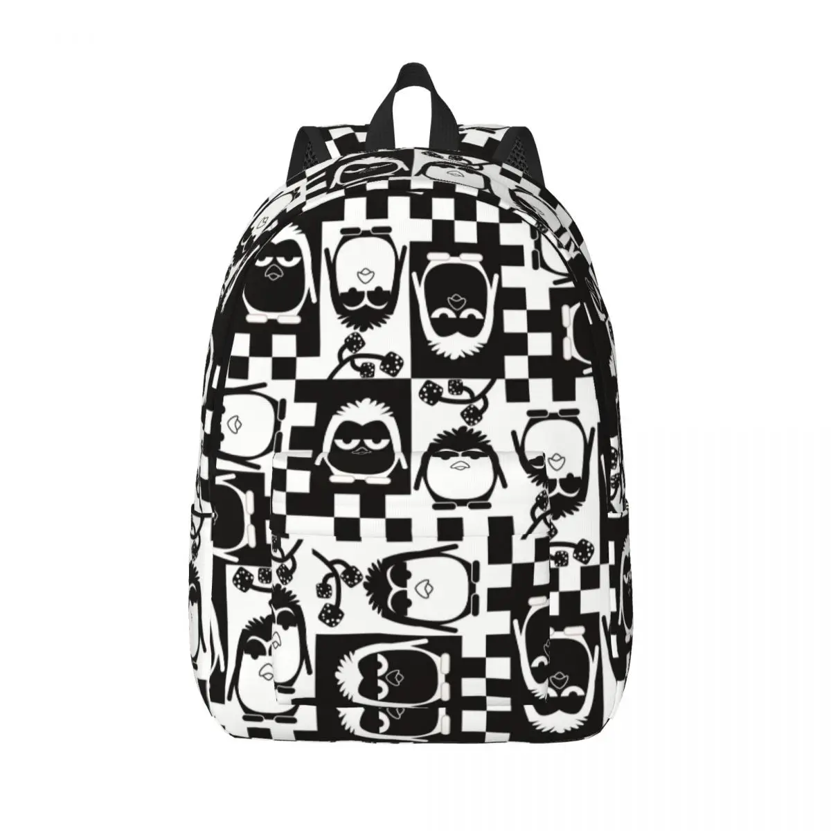 Penguin Animal Bird Backpack Elementary High College School Student Black And White Bookbag Teens Canvas Daypack Sports