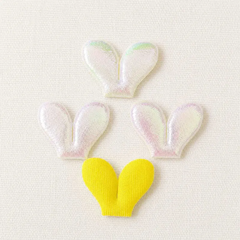 60 Stück Regenbogenfarbene Ohren-Applikationen 3*3,8cm Glänzende DIY-Dekorationen für Kopfbedeckungen, Taschen, Haarspangen und Stoffaccessoires – Detail 10