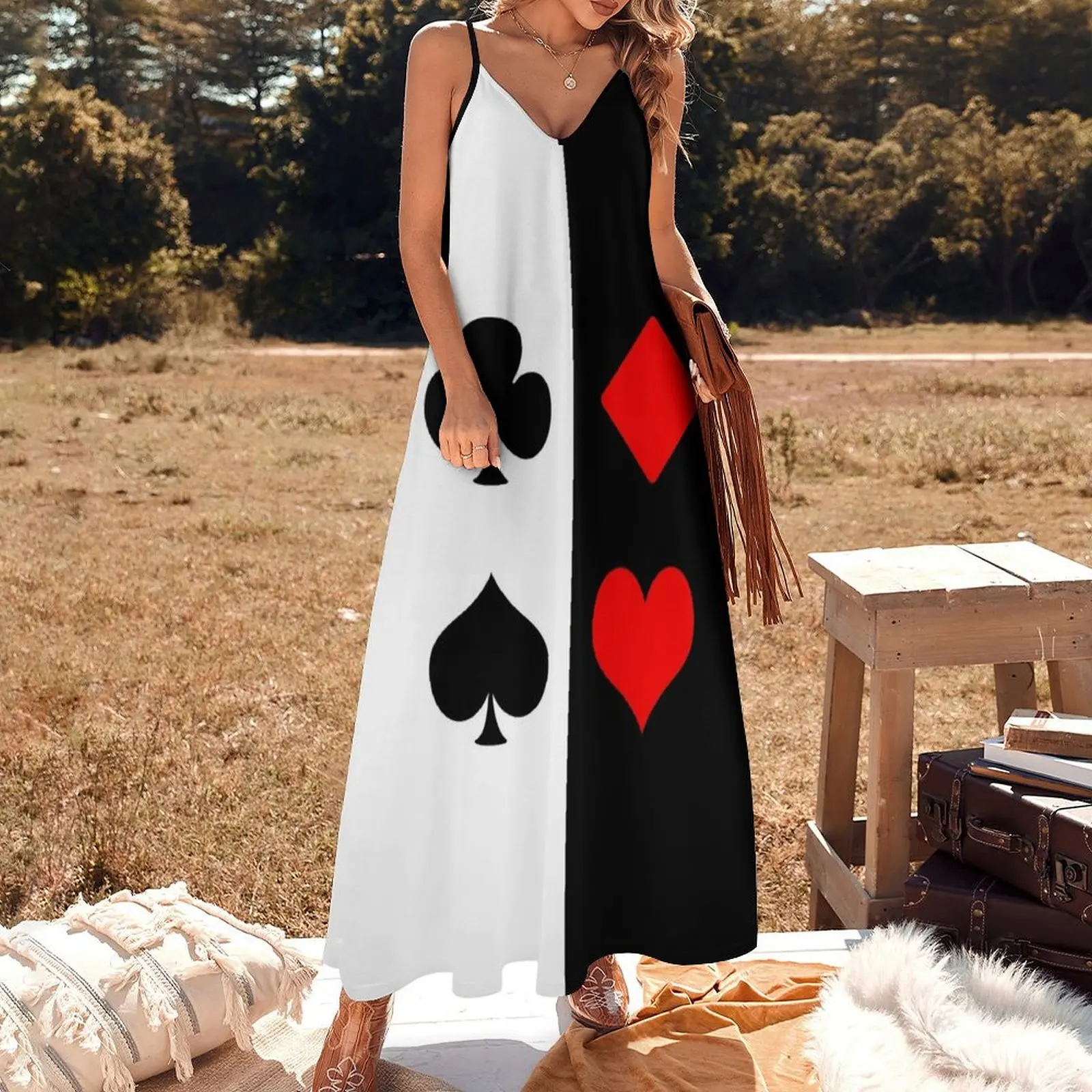 Bold Mod Design of the Four Card Suits Sleeveless Long Dress dresses summer dress for women Dress