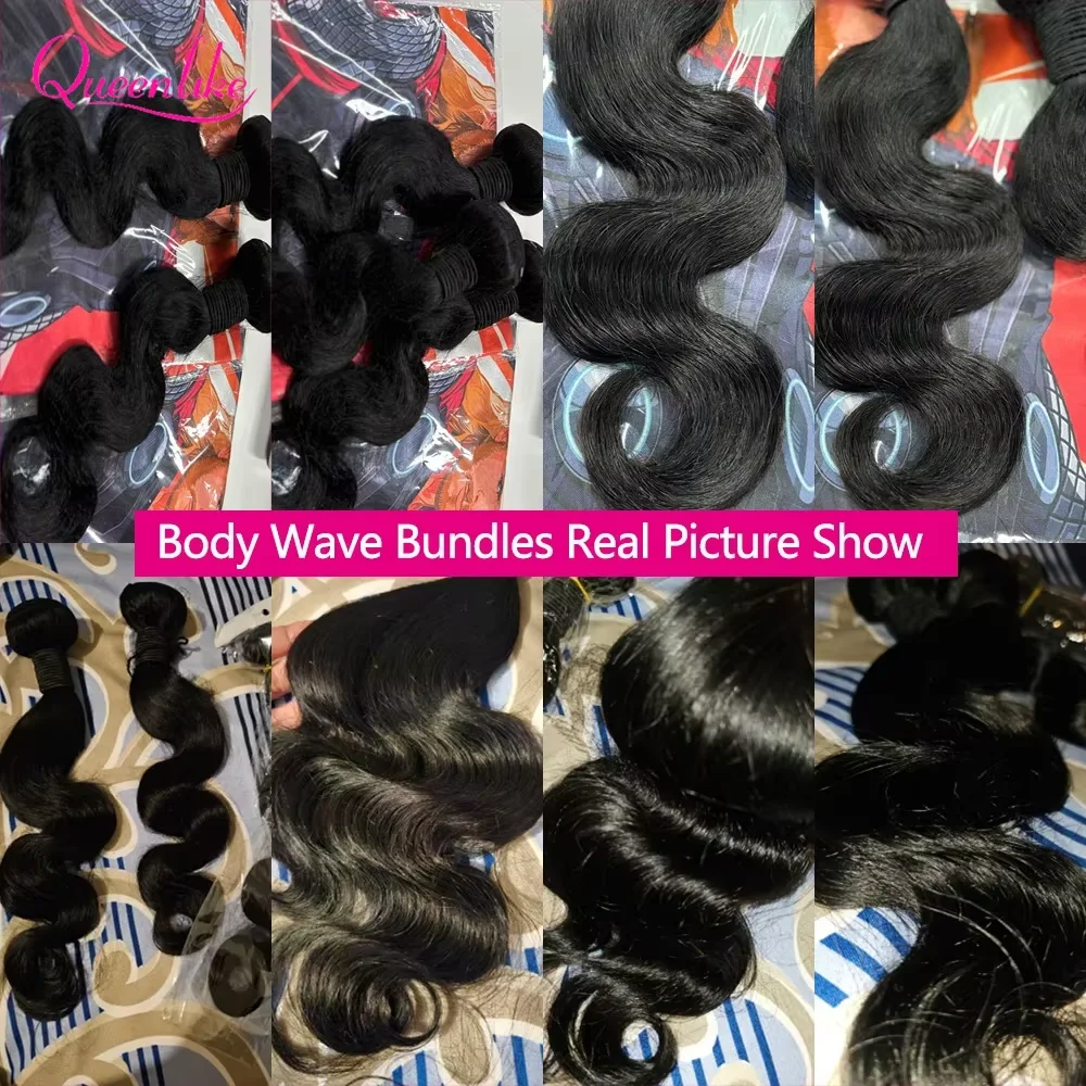 Queenlike 3+1 Echthaar-Bundles Body Wave mit 2x6 Lace Closure, 12A Brasilianisches Rohhaar-Bundles mit tiefem Mittelteil und HD-Lace – Detail 6