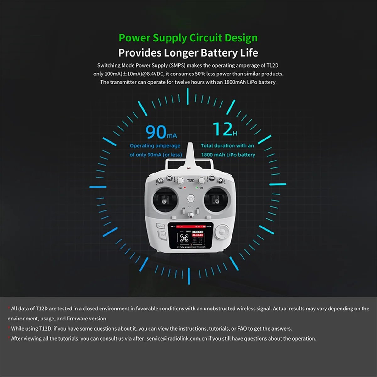 ABJG-For RadioLink T12D 12CH RC Transmitter 2.4GHz Remote Controller 2.8inch LCD for FPV Drone Fixed