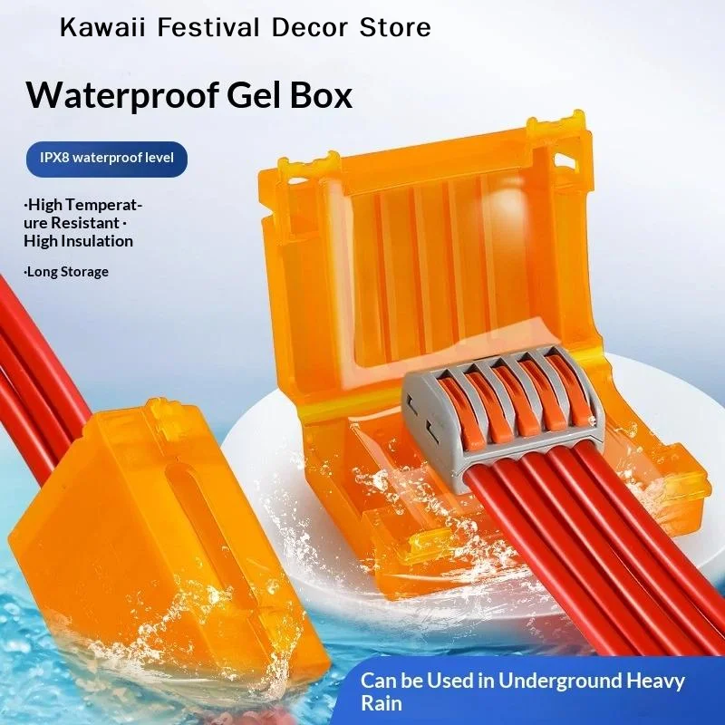 【K】1 Set IPX8 Mini Gel Wire Connector Junction Box Waterproof CNP106 Outdoor Easy Universal Wiring Rainproof Terminal Blocks