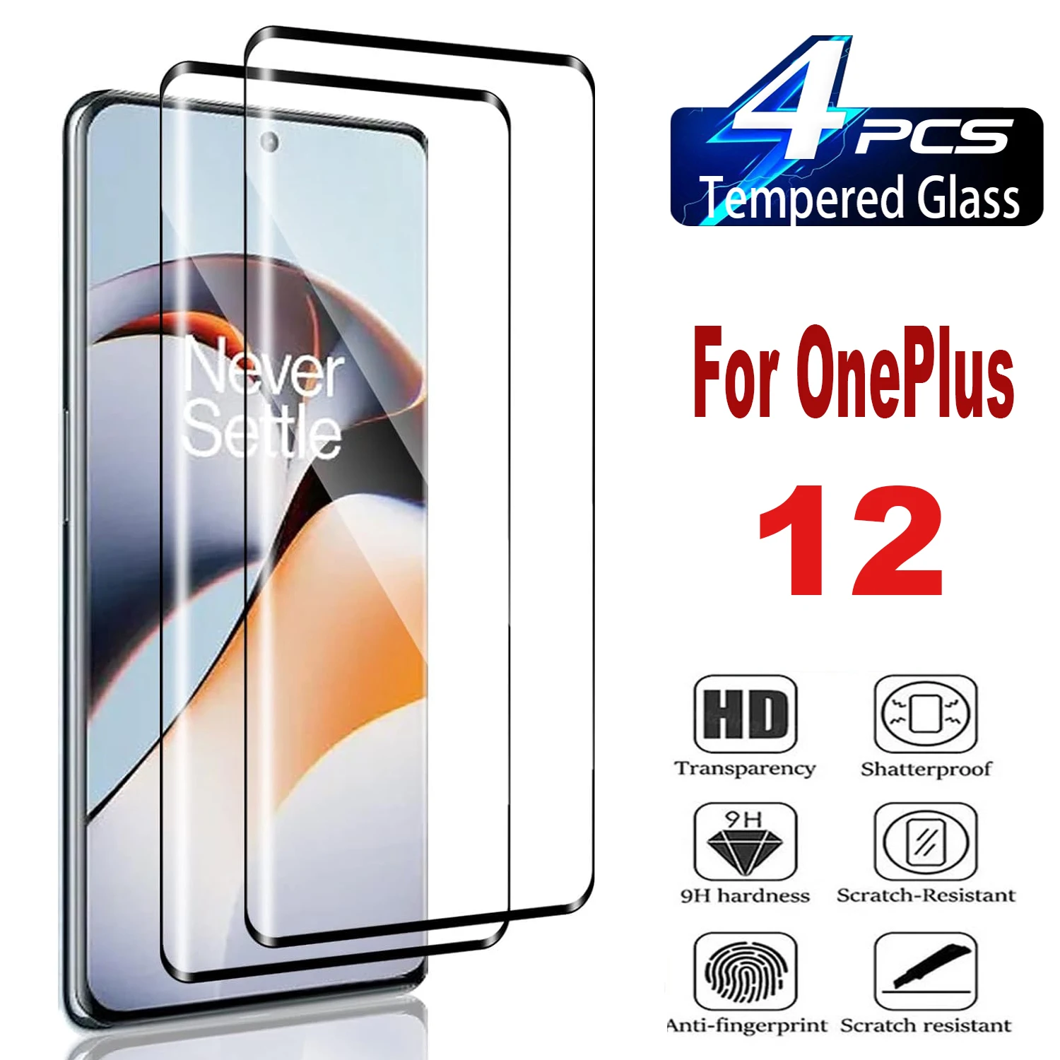 

2/4Pcs Tempered Glass For OnePlus 12 3D Screen Protector Protective Glass Film