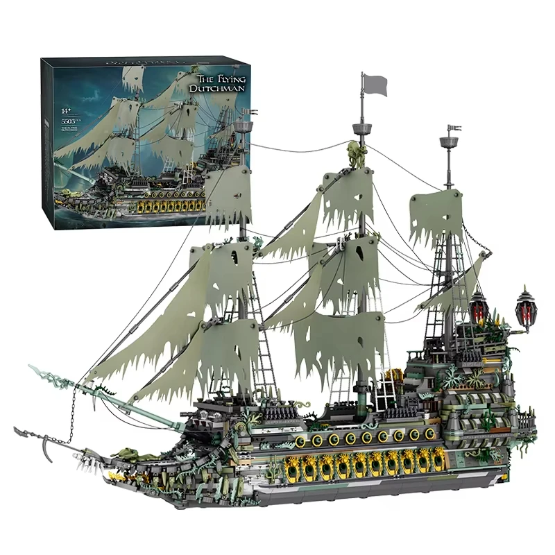 Fliegender Holländer Piratenschiff Bausteine Geisterschiff Modell Ziegel Desktop Ornamente Kinder Pädagogisches DIY Spielzeug Urlaub Geschenke