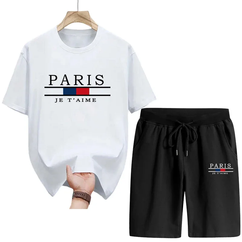 

2026 Quality Printed Summer Fashion Men's Tracksuit Short Sleeved Pure Cotton T-shirts Sports Five-point Pants Men Casual Suits