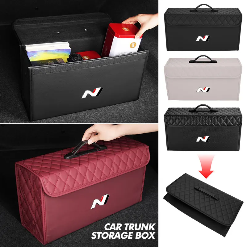 

For Hyundai Car Trunk Organizer Box Foldable Tools Storage Pockets Bag N Line Tuscon NX4 I20 I30 I10 Sonata Elantra