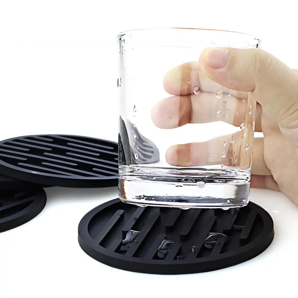 

2Pcs Heat Resistant Silica Gel Cup Holders Clear Pattern Easy Clean Coasters for Living Room Bedroom Cup Mats Home Coasters