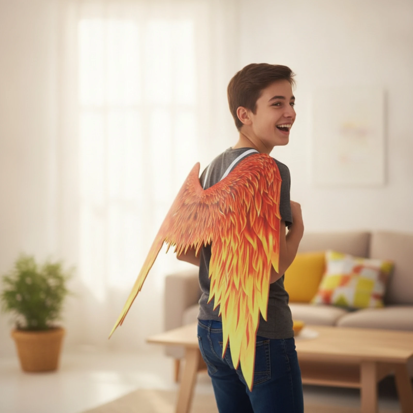 Mythical-Fire-Wings Large Cosplay Wings Feather Eye-Catching for Cosplayers, Halloween, Carnival