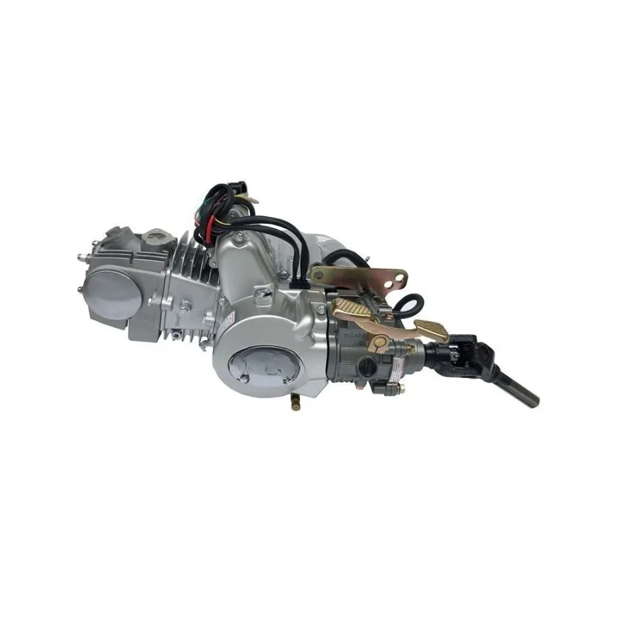 Horizontal engine assembly for motorcycle three-wheeler drive shafts