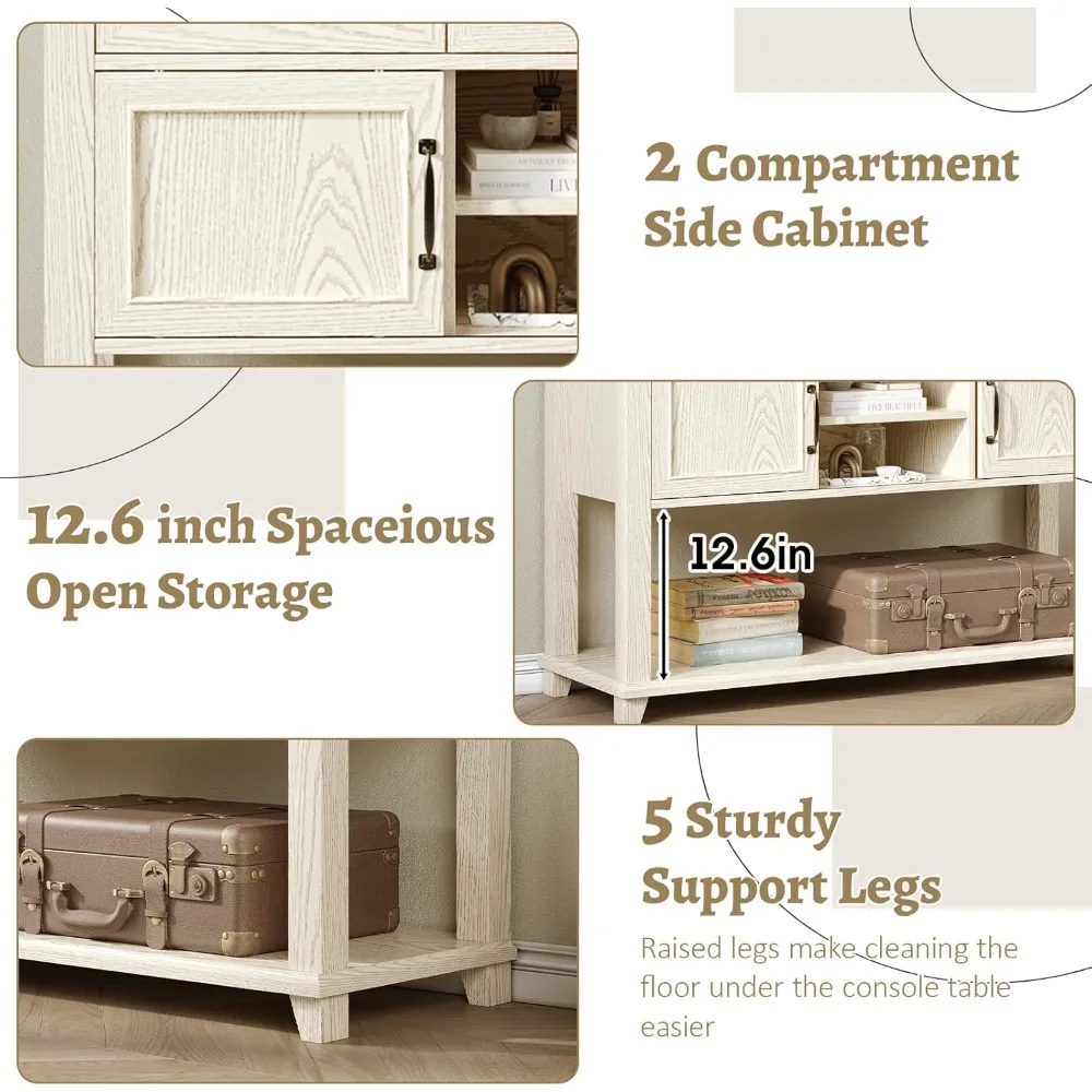 Entryway Table, with 2 Sliding Barn Doors & 3 Drawers, 47 Farmhouse Console Table with Storage Shelf, Rustic Sofa Table