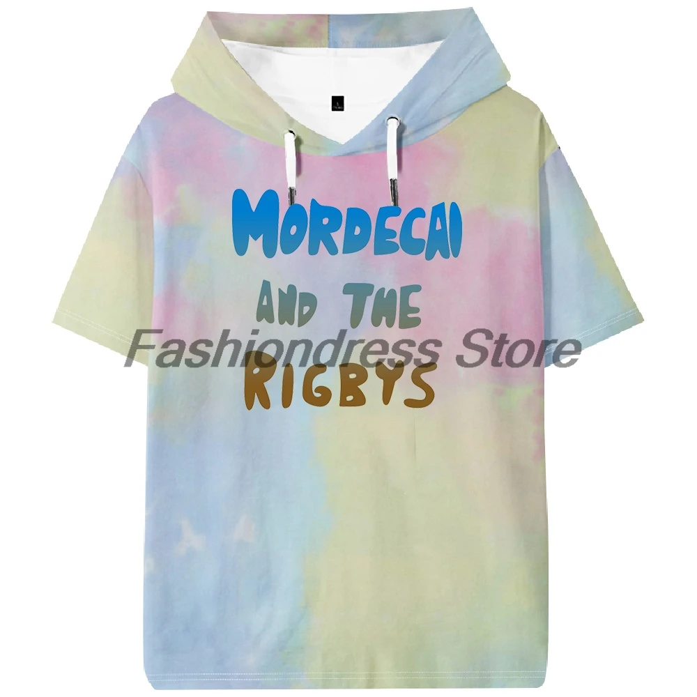 

Mordecai and the Rigbys Hooded T-shirts Unisex Short Sleeve Tee Women Men Outdoor Streetwear Funny Tops