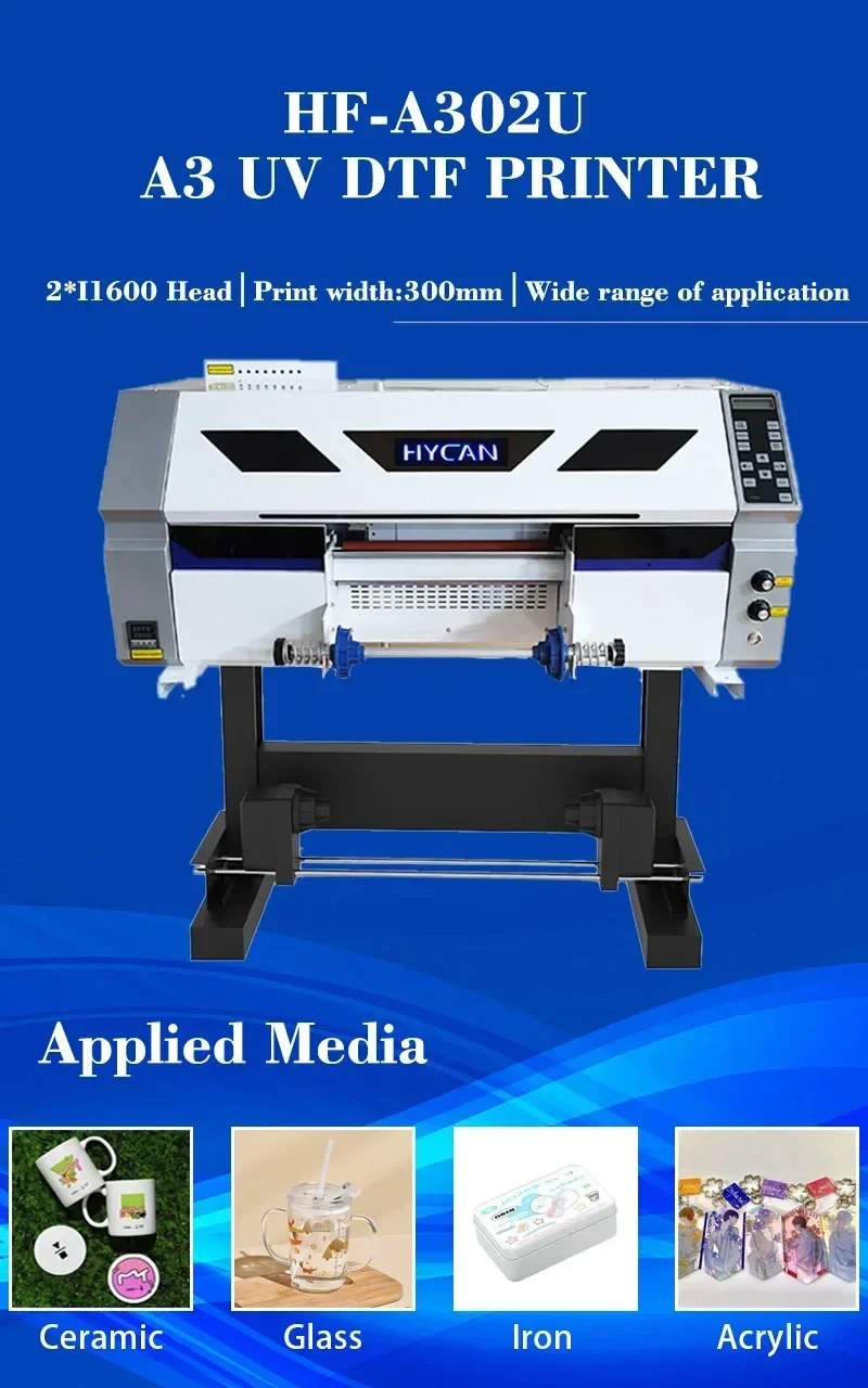 exquisite craftsmanship Multipurpose high-quality printing XP600 I1600 color printing UV DTF printer a3 printing press