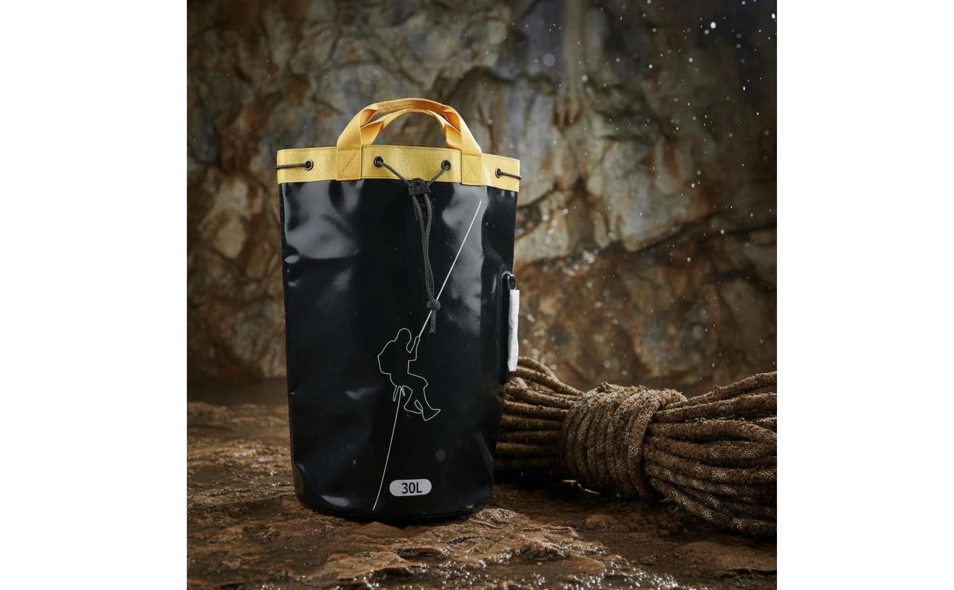 Rope Storage Backpack Drawstring Closure Climbing Rope Backpack Outdoor Gear Drain Hole Carry Handles for Climbers