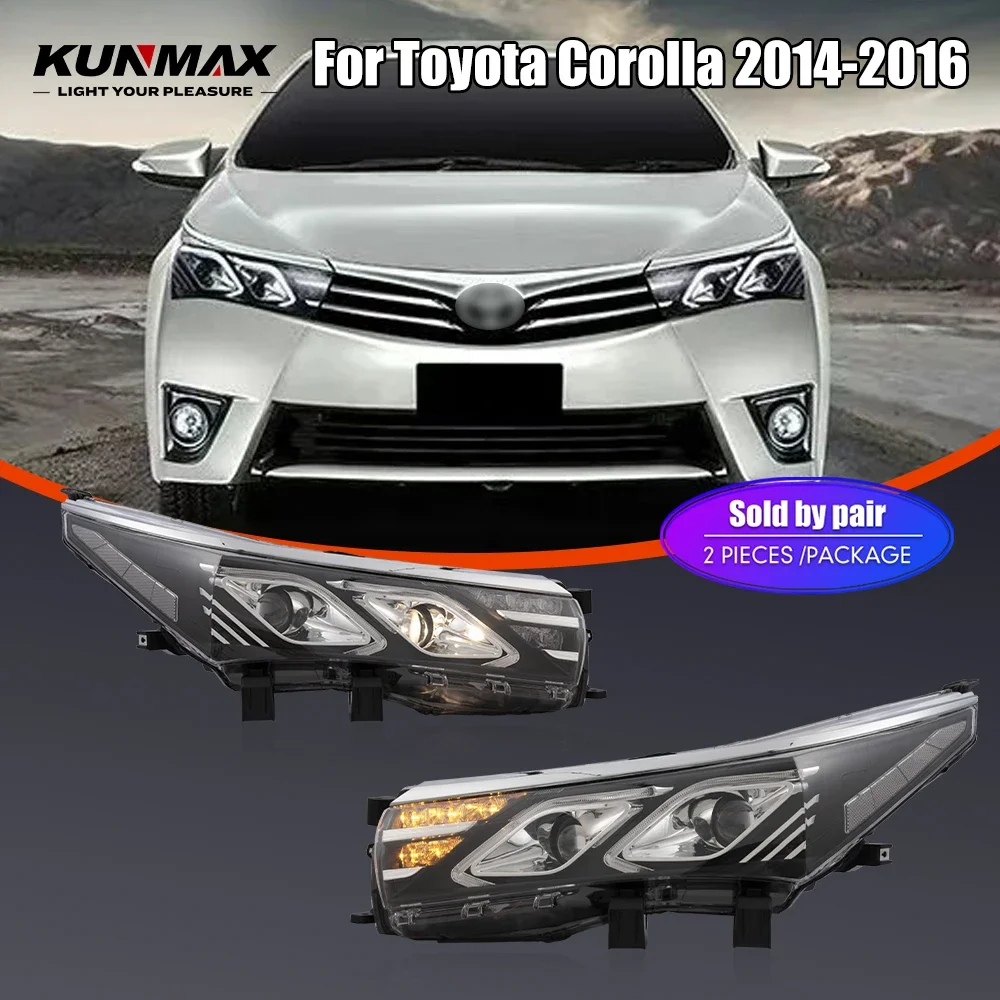 

Pair Of LED Car Headlight Assembly For Toyota Corolla 2014-2016 Front Head Lamp DRL Turning Signal Headlights Plug and Play