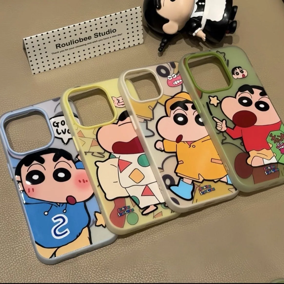 

Kawaii Crayon Shin-chan Iphone Case Anime Sanding Shockproof for IPhone 15 14 13 12 11 Pro Max 16plus Fashion Cartoon Pattern