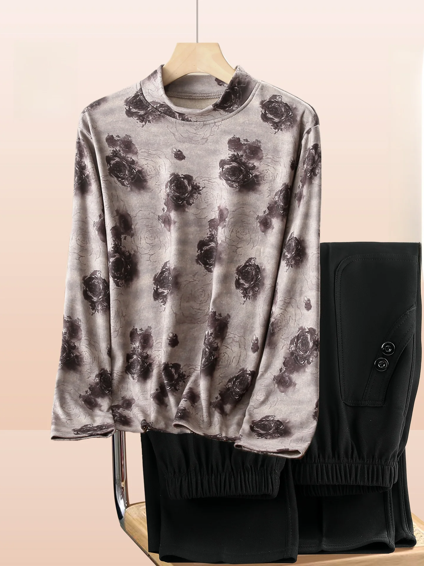 

Модная длинная блузка с принтом, свободного кроя, с воротником, базовая модель для женщин среднего возраста, весна-осень, новинка