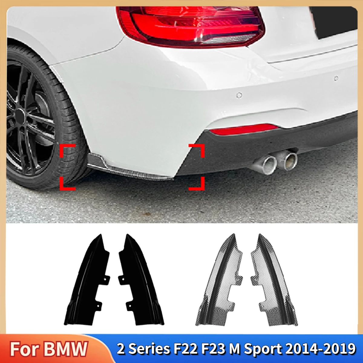 For BMW 2 Series F22 F23 M Sport 2014-2019 Car Rear Bumper Side Spoiler Air Vent Cover Lower Splitter Bodykit Tuning Accessories