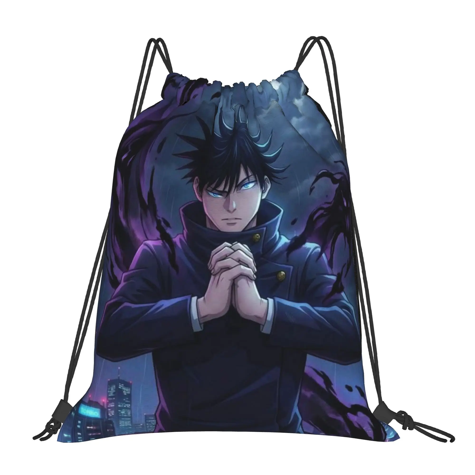 Megumi Fushiguro (10) Jujutsu Kaisen Mochila portátil con cordón para senderismo, mochila para montar a caballo, bolsas con cordón para ropa de gimnasio