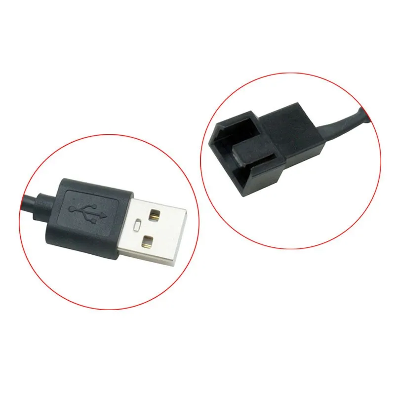 DC 12V PC Cooling Fan Speed Control,USB to Dual 3-Pin 4-Pin Fan Power Adapter Cable,DC 5V Step up 5-12V Adjustable Cable