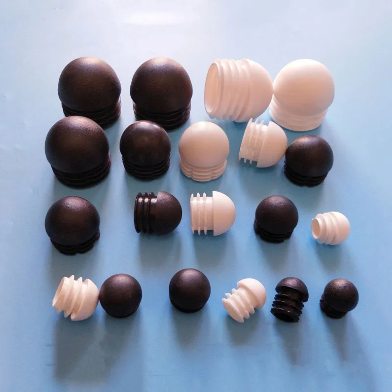 Plastic Round Head Ball Plugs Domed Blanking End Caps With Threaded Tube Pipe Inserts Plug Chair Table Hole Cover 13~76mm