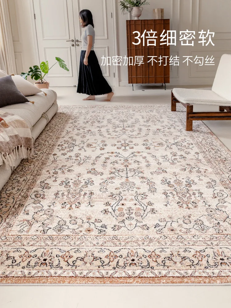 American Vintage Living Room Carpet Thick Home Area Rug Woven No Glue Bedroom Carpet Persian Retro Rug Morocco Style Rug