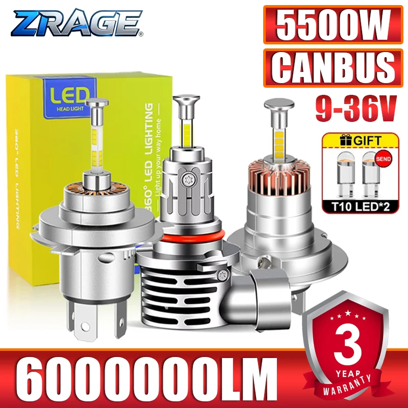 

H4 H7 H11 LED Headlights CANBUS H1 H3 H8 H9 HB3 HB4 9005 9006 1:1 Size Mini 360 Car LED Bulbs 5500W High Power Diode Turbo Lamps