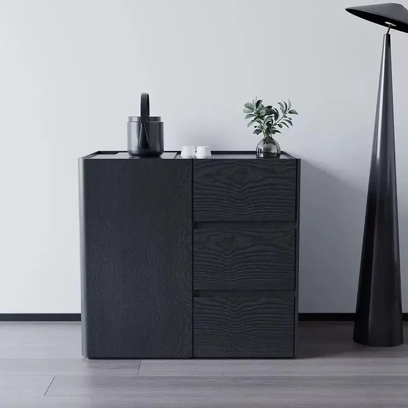 خزانة شاي من خشب الرماد، غلاية متكاملة لطاولة الشاي، طاولة غليان من الخشب الصلب، غرفة معيشة مكتبية على الحائط