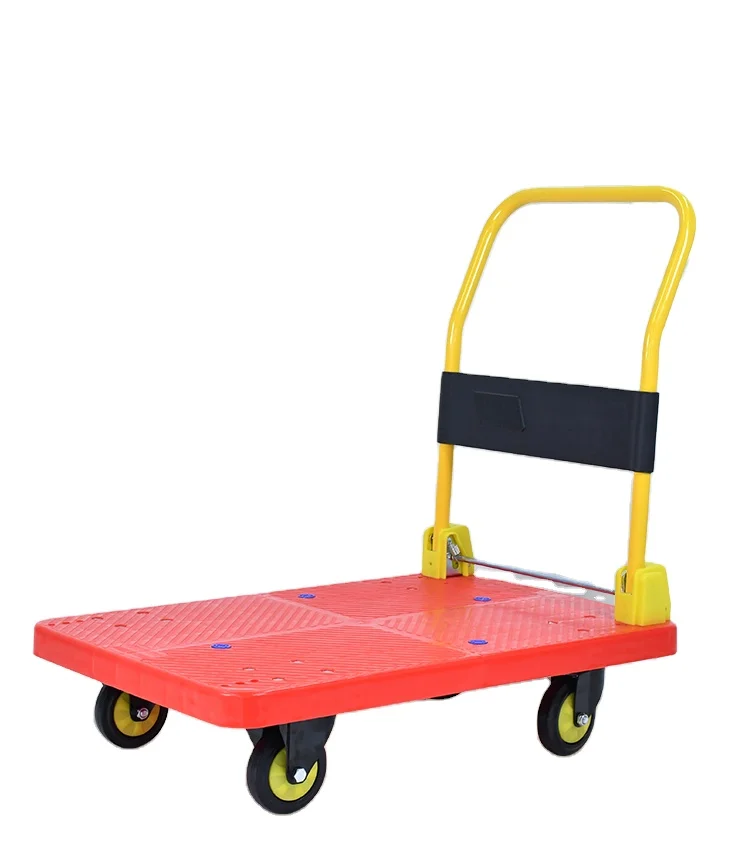 Warehouse Business Cart Trolley Pulling Flatbed trolley Thickening Silent Folding Trolley