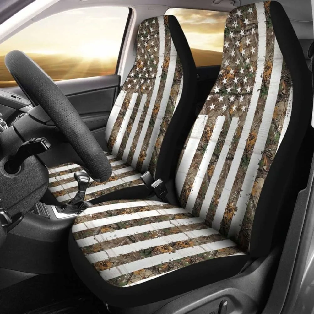 

Camo Car Seat Cover Usa Flag,Pack of 2 Universal Front Seat Protective Cover