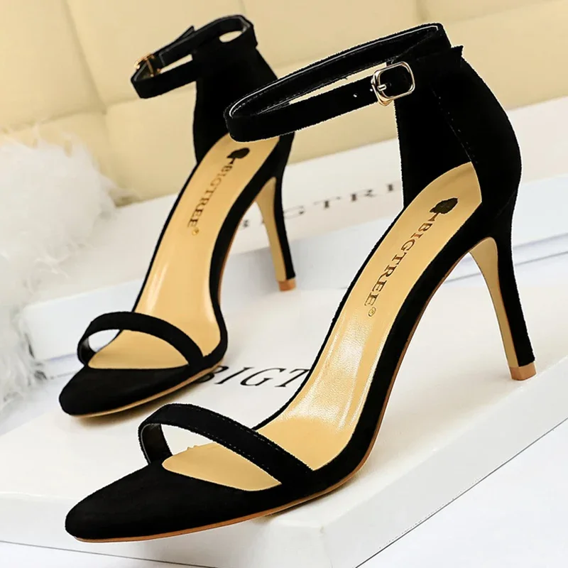 Estate donna 8cm 11cm tacchi alti sandali con plateau in pelle scamosciata Lady Gladiator Strap Stripper sandali classici tacchi bassi scarpe da