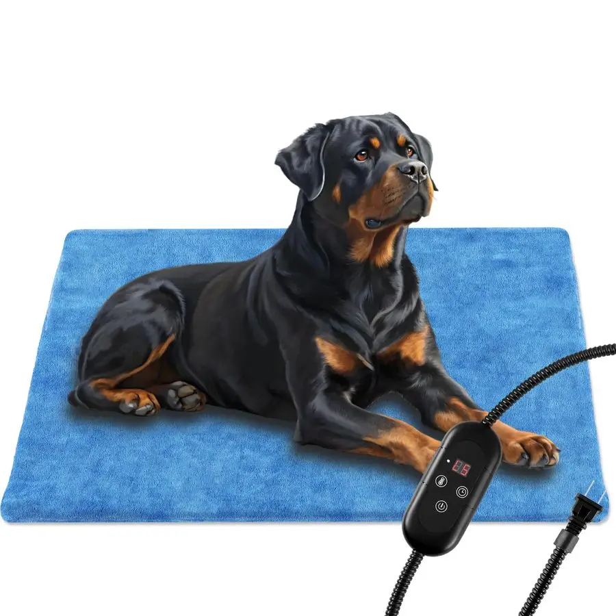 

Heating Pad for Dogs, Indoor Outdoor Waterproof Electric Heated Pad Mat for Cats with Chew Resistant Cord,5 Timer and 6 Level Te