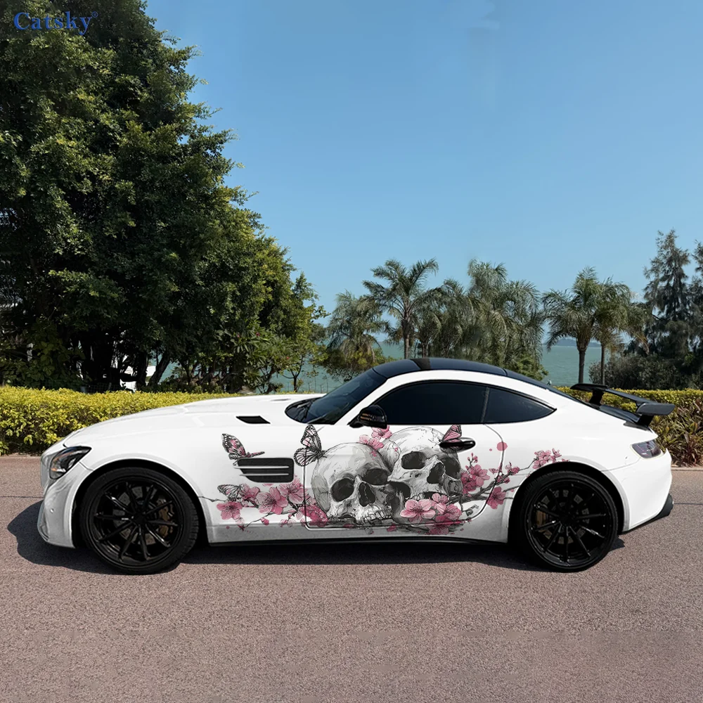 

Черепа, бабочка, цветок, автомобильные виниловые наклейки, самоклеящаяся наклейка из ПВХ, подходит для грузовиков, внедорожников, украшения, автоаксессуары, подарок