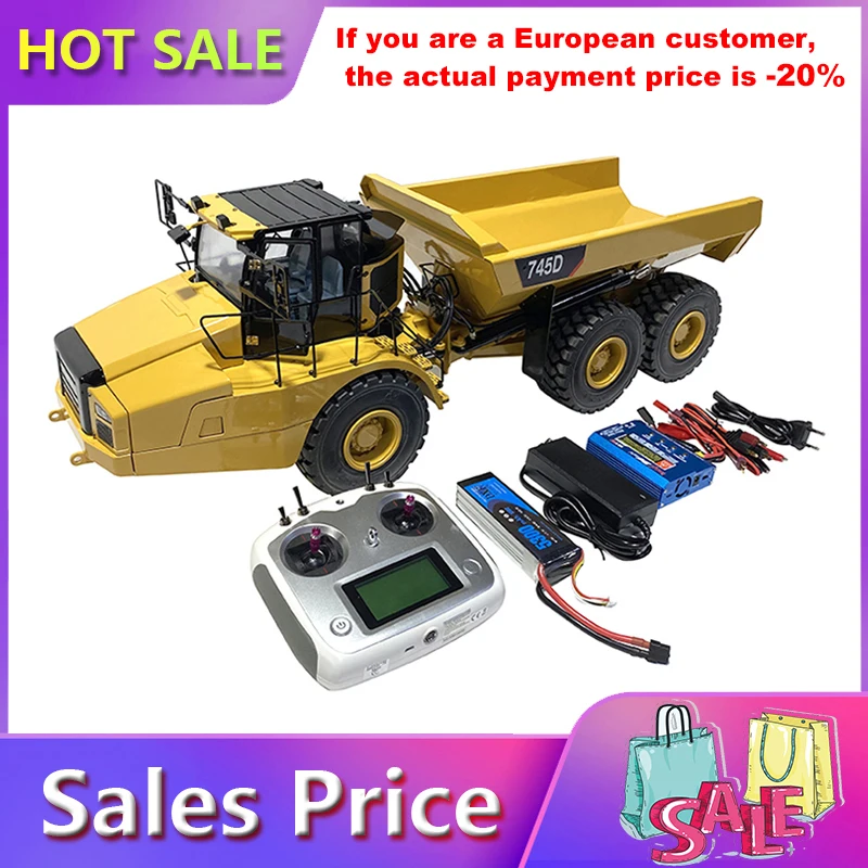 In Stock 1/14 RC Hydraulic Articulated Truck 745D Model Metal Hydraulic Model Hinge Model Truck with Battery Toy Birthday Gift