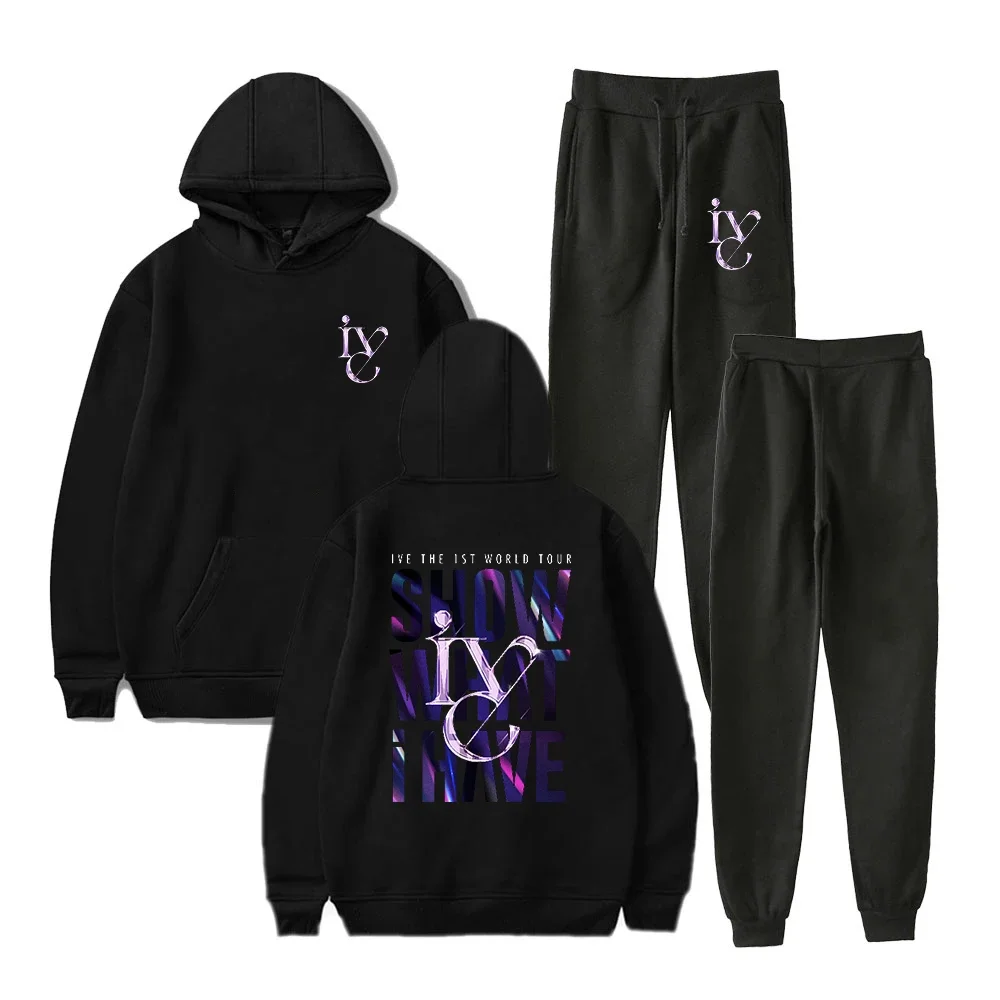 KPOP IVE The 1ST World Tour Show What I Have 2 Pieces Sets Tracksuit Men Hooded Sweatshirt+Sweatpants Sportwear Suit Women's Set