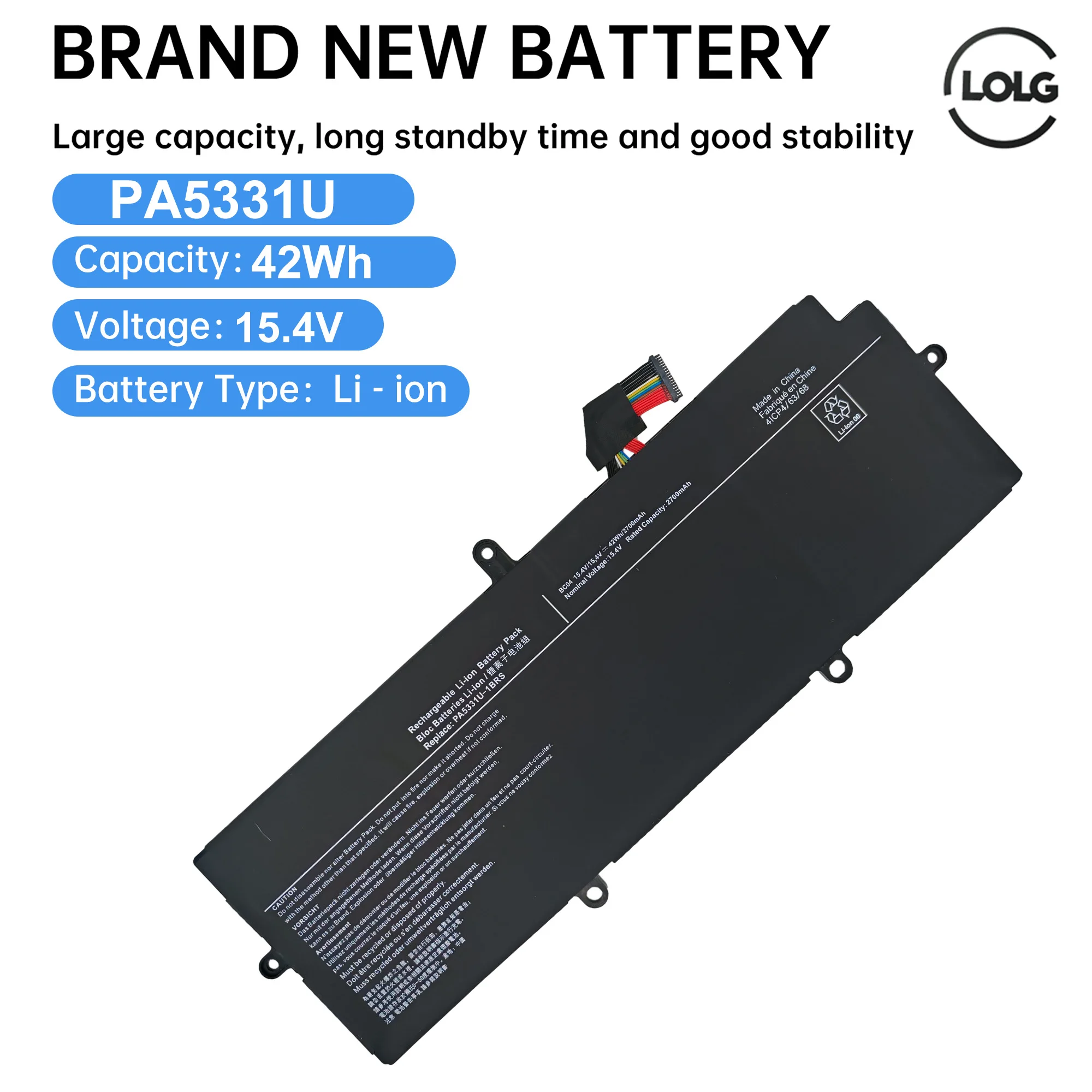 

PA5331U-1BRS 15,4 В 42 Втч Аккумулятор для ноутбука Toshiba Dynabook Portege A30-E Tecra A40-e1420 X30l-g-11r PA5331 4ICP4/63/68