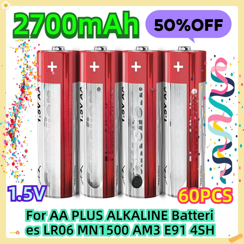 

For AA PLUS ALKALINE Batteries LR06 MN1500 AM3 E91 1.5V 4SH 60pcs