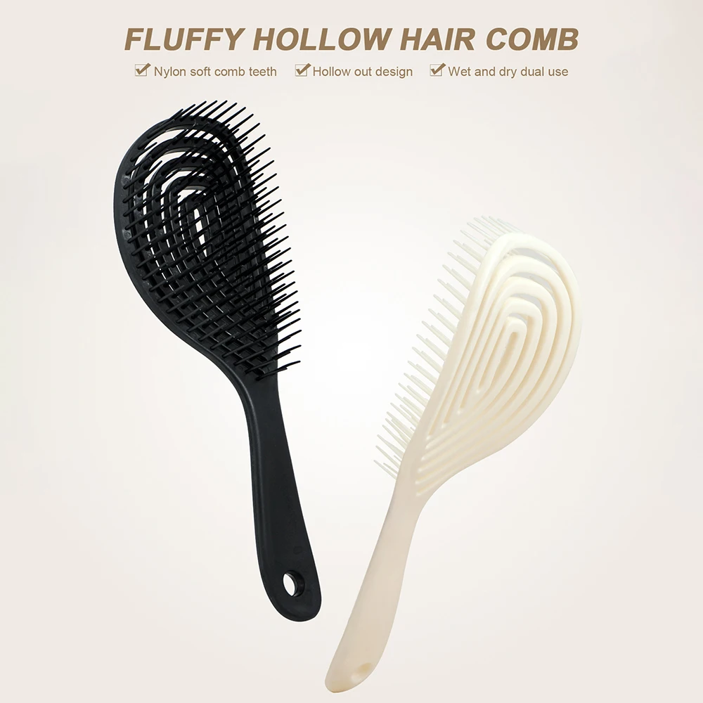 Hollow Out Elastic Massage Comb Tangled Hair Comb Detangling Scalp Massage Wet Curly Hair Brush Barber Comb Salon Styling Tools