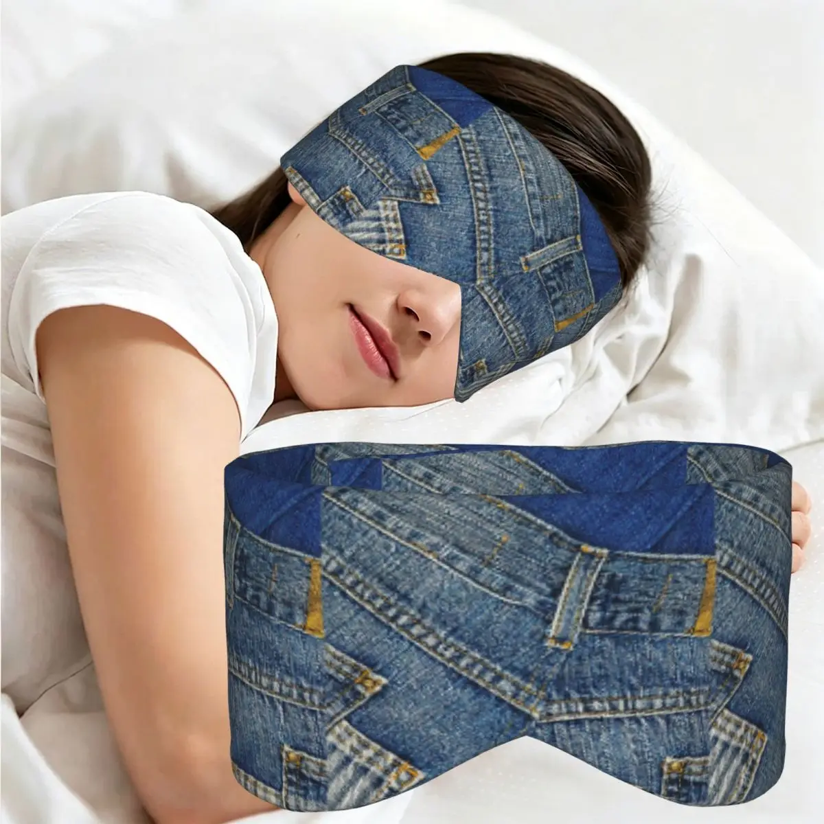 Masque de sommeil en denim I Love Bluejeans, occultant la lumière, portable, pour filles et garçons, idéal pour les voyages