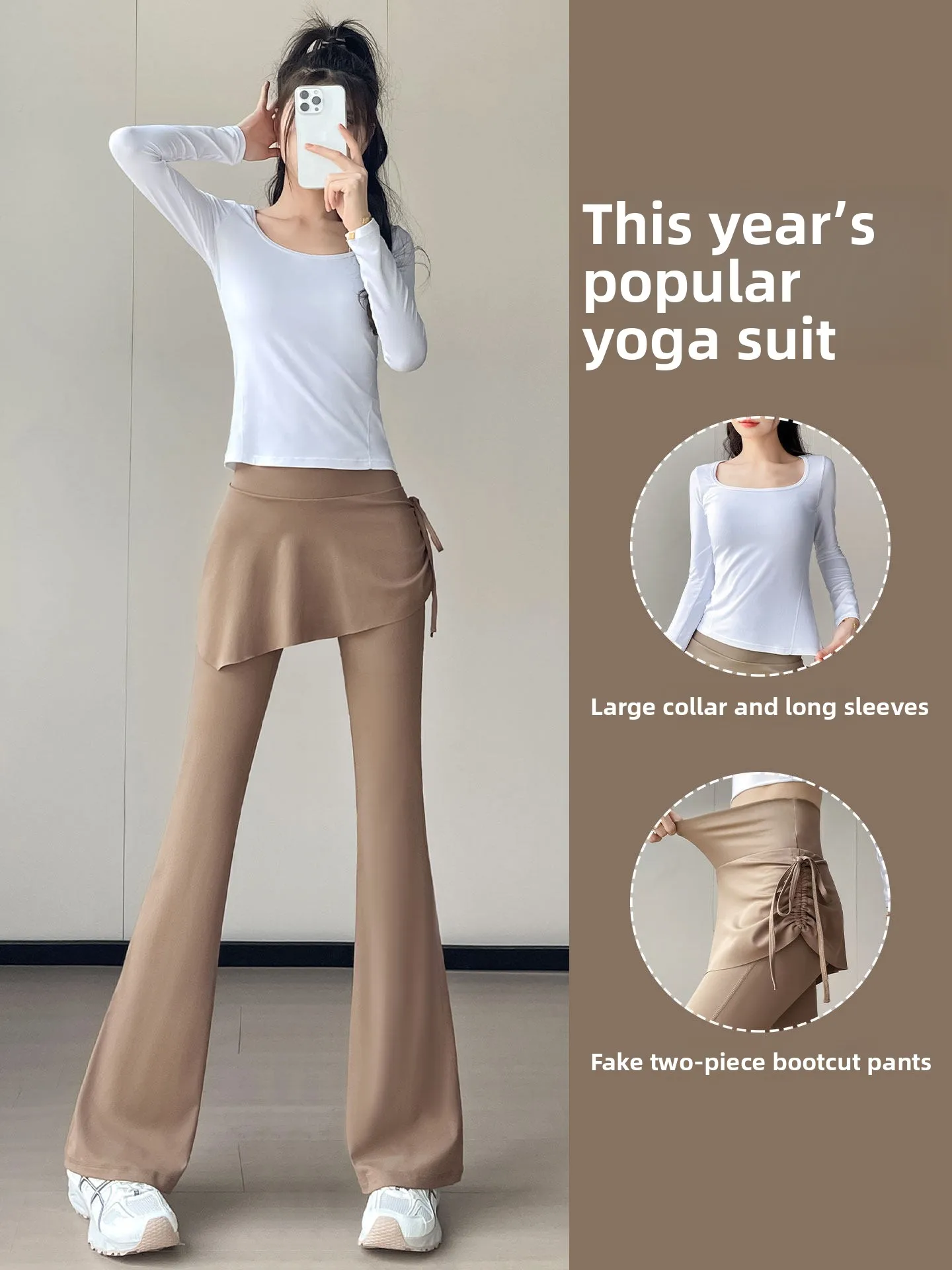 

Women's Sportswear Set Beautiful Dance Practice Fitn Clothes Yoga Pants High Waist Long Sve round Ne T-irt Spring